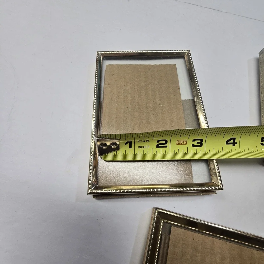 Vintage Set Of 4 Ornate Gold Metal Picture Photo Frames Easel Back Various Sizes